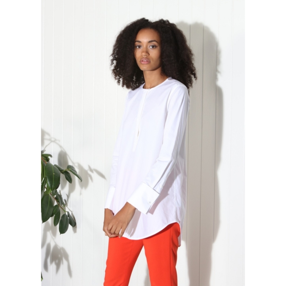 Equipment Femme | Windsor Tunic Shirt in Bright White Size XS